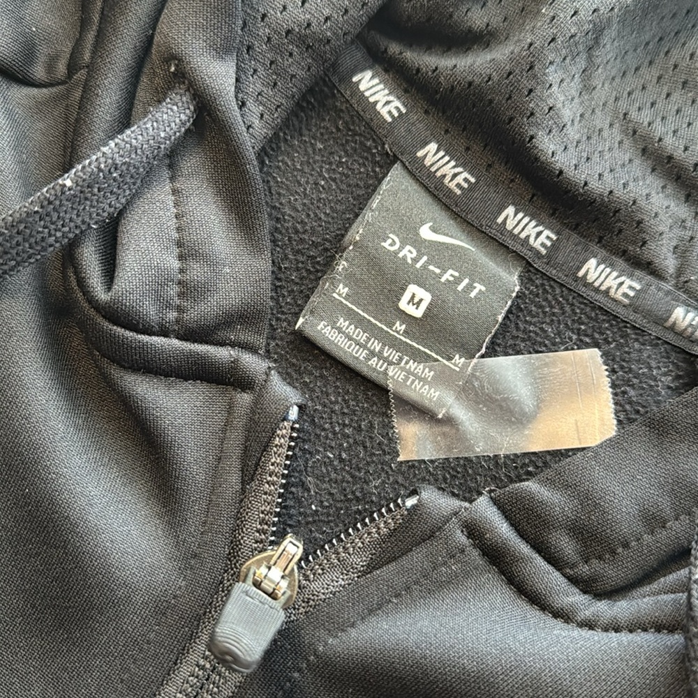 Nike Dri-Fit Hooded Men's Just Do It Full Zip Black Sweater Black Size Medium - Picture 6 of 8